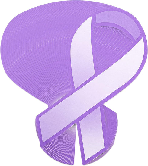Fundraising For A Cause Large Paper Purple Ribbon Cutouts – Awareness Paper Ribbon Decorations - Donation to Support Alzheimer’s, Domestic Abuse, ...