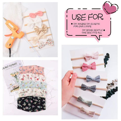 Prohouse 100 PCS Baby Nylon Headbands Hairbands Hair Bow Elastics for Baby Girls Newborn Infant Toddlers Kids Nude...