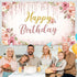 Happy Birthday Backdrop Decorations for Women Background Party Supplies Rose Backdrop Photography for Girls Boys Floral Glitters Banner Wedding Ba...