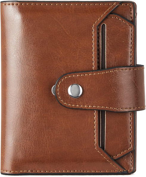 BROMEN Small Wallets for Women RFID Blocking Leather Bifold Purse Zipper Coin Pocket Credit Card Holder with ID Windows Brown...