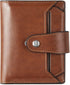 BROMEN Small Wallets for Women RFID Blocking Leather Bifold Purse Zipper Coin Pocket Credit Card Holder with ID Windows Brown...