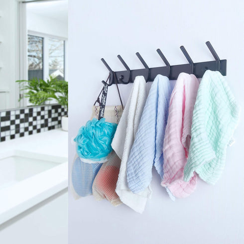 WEBI Coat Rack Wall Mounted,5 Coat Hooks for Hanging Coats,Heavy Duty Metal Double Hook Rack Hook Rail Coat Hanger Wall Mount for Clothes Entryway...