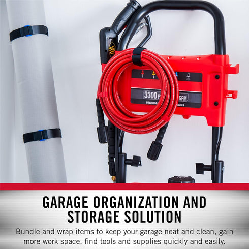 VELCRO Brand Garage Organization | Elastic Cinch Straps with Buckle| Bundle Poles and Stakes, Organize Power Tool Cords | Adjustable and Stretch f...