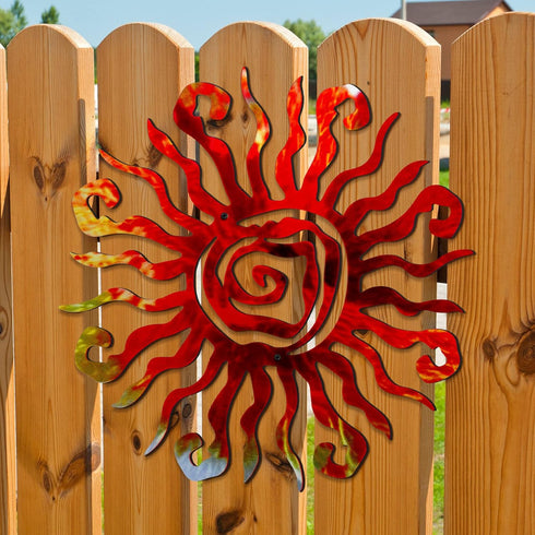 Moxweyeni 12 Inch Sun Metal Wall Art Outdoor Decor Wacky Large Sun Metal Art Sun Metal Wall Decor Pool Decorations for Home Bedroom Living Room Of...