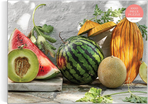 Galison Melons from The Vine – Bella Karragiannidis 1000 Piece Puzzle Featuring A Mediterranean Still Life of Summer Melons...