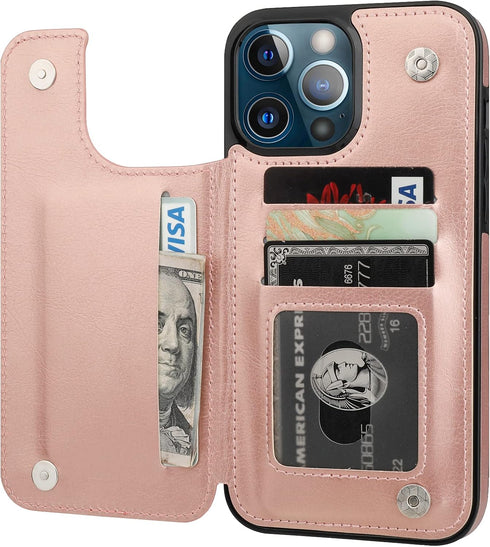 ONETOP Compatible with iPhone 13 Pro Max Wallet Case with Card Holder,PU Leather Kickstand Card Slots Case, Double Magnetic Clasp and Durable Shoc...