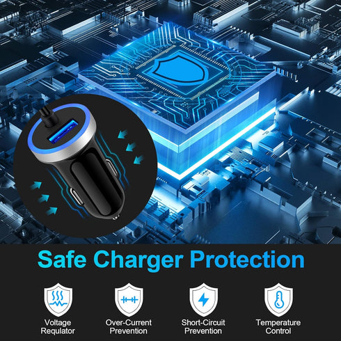 USB C Car Charger,3.4A Fast Car Charging Lighter Adapter+3ft Type C Coiled Cable for Samsung Galaxy S24 S23 S23+ S23 Ultra A15 A54 A14 A13 A53 S22...