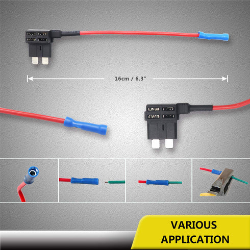Recoil FT1-10 10 Pack 12V Car Add-a-Circuit Fuse Tap Adapter ATO ATC Blade Fuse Holder with 10pcs 10A,20A Fuses...
