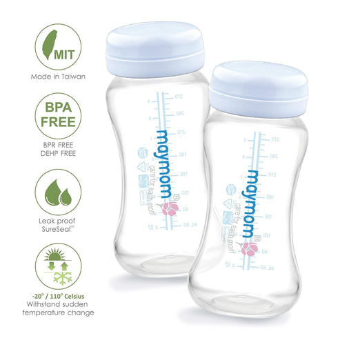 Maymom Wide-Mouth Milk Storage Collection Bottle with Travel Cap and Sealing Ring ; Replacement to Spectra S1 S2 Avent Natural Avent Classic Bottl...