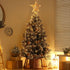 Rattan 3D Star Tree Topper - 12" Rustic Rattan Star with Built-in 10-Bulb String Lights for Christmas Tree Decoration...