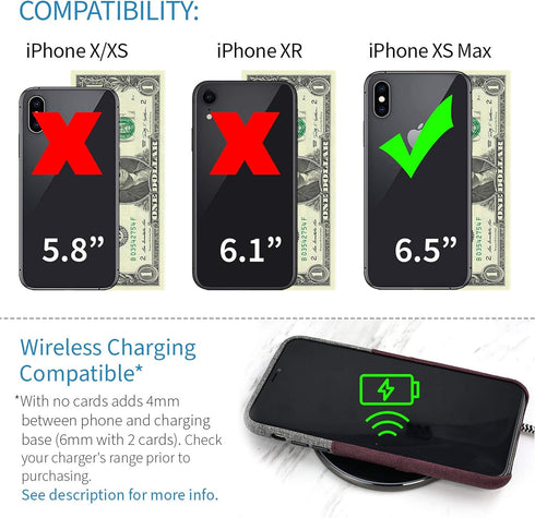 Dockem Wallet Case for iPhone Xs Max (6.5"): Built-in Metal Plate for Magnetic Mounting & 2 Credit Card Holder Slots (Luxe M2 Synthetic Leather, M...