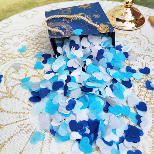 Blue Silver Tissue Paper Heart Confetti Wedding Engagement Bridal Shower Decor Table scatter 1 Inch Pack of 6000...