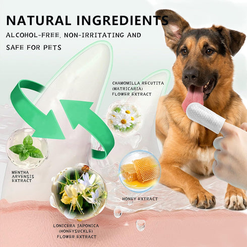 55 Counts PET Teeth Cleaning Wipes for Dogs & Cats,Dog Dental Wipes for Reducing Plaque & Tartar, Gentle Dental and Gum Care Finger Pet Wipes (55P...