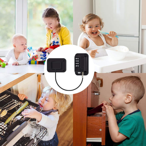 2 Pieces Refrigerator Lock 4 Number Coded Freezer Lock Adhesive Fridge Door Lock Combination Child Safety Locks for Refrigerators Freezers File Cabinets Drawer Refrigerator Door (Black)