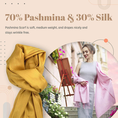 Plum Feathers Premium Solid Color and Metallic Fashion Scarf, Womens Pashmina Shawl Wrap with Fringes...