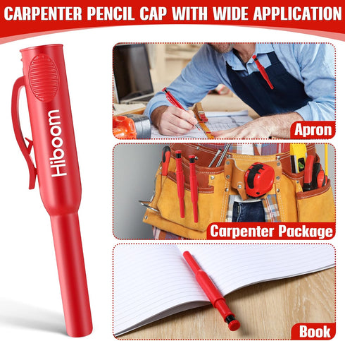 Hiboom 3 Pack Carpenter Pencils Set with 24 Refills, 2.8 mm Carpenters Mechanical Pencil Built in Sharpener Woodworking Marking Tool Solid Long No...