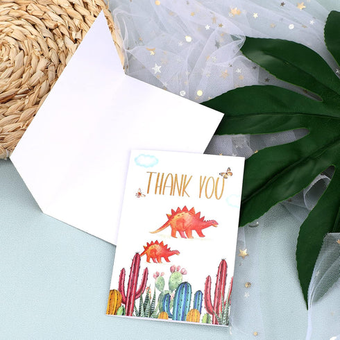 72 Pcs Dinosaur Thank You Cards Includes 36 Pieces Dinosaur Envelopes and 36 Pieces Cactus Dino Thank You Cards 4.7 x 6.2 Inches Watercolor Dino B...