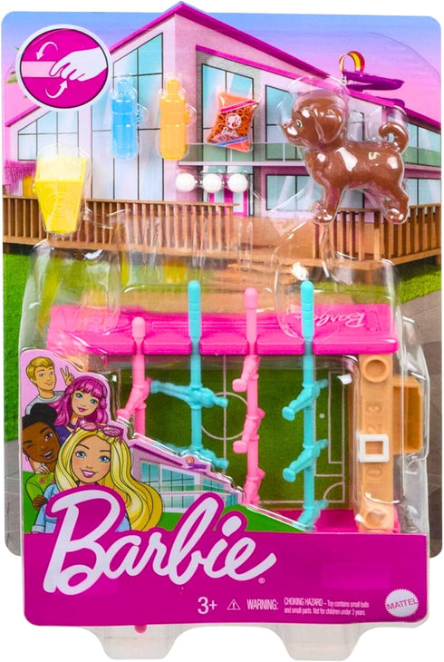 Barbie Mini Playset with Pet, Accessories and Working Foosball Table, Game Night Theme, Gift for 3 to 7 Year Olds...
