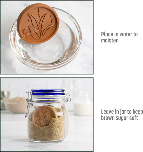 Goodful Brown Sugar Saver and Softener Disc with Elegant Leaf Design, Multiple Uses for Food Storage Containers, Reusable and Food Safe, Terracott...