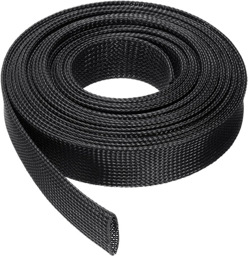 uxcell 25 Ft - 1.25 Inch Expandable Braided Cable Sleeve, PET Cable Management Wire Sleeving Cord Protector, Wire Wrap Loom Tube for TV Computer A...