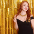 CHRORINE 2pcs 3ft x 8.3ft Gold Tinsel Foil Fringe Curtains Streamers Backdrop for Birthday Graduation Wedding Engagement Bridal Shower Bachelorett...