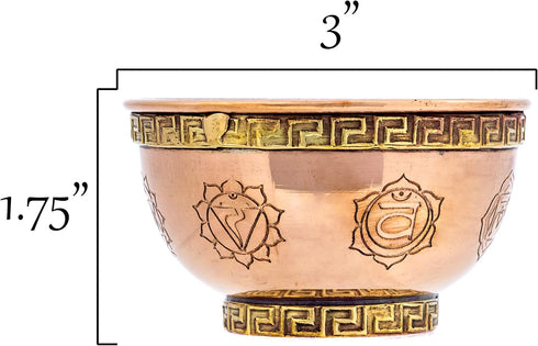 7 Chakras Copper Offering Bowl - for Altar Use, Ritual Offerings, Home Decor, Chakra Decor, Meditation Accessories - Incense Holder and Smudge Bow...