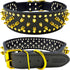 teemerryca Sturdy Wide Black PU Leather Gold Spiked Dog Collars with a Squeak Ball for Medium Large Breed Boy Pet, Pit bulls/Bulldog/Boxer/Doberma...