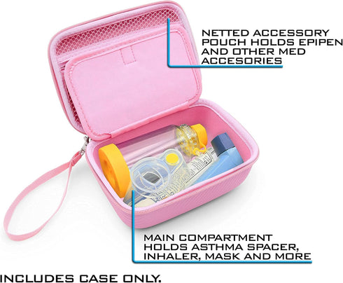 CASEMATIX Pink Travel Case Bag Compatible with Asthma Inhaler, Masks, Spacer - Case Only...
