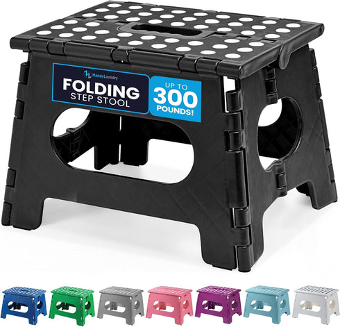 Handy Laundry - Folding Step Stool - Sturdy Enough Collapsible Stool to Support Adults and Safe Enough for Kids - Opens Easy with One Flip - Great...