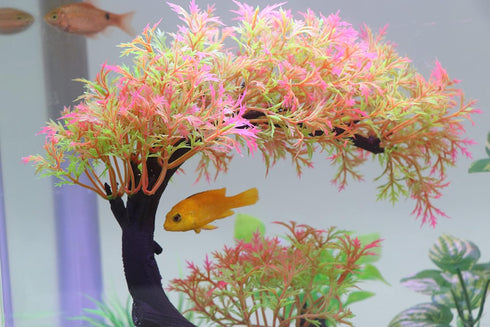 AQUA KT Aquarium Landscape Curved Tree Magenta Plant Plastic for Betta Clownfish Cichlid Guppy Glofish Tank Decoration...