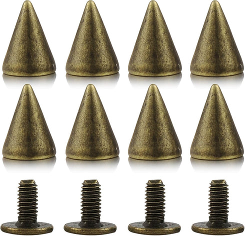100 Sets 9.5MM Bronze Spikes and Studs Metal Bullet Cone Spikes Screw Back Leather Craft Rapid Rivet Screws Punk Studs and Spikes for Clothing Sho...