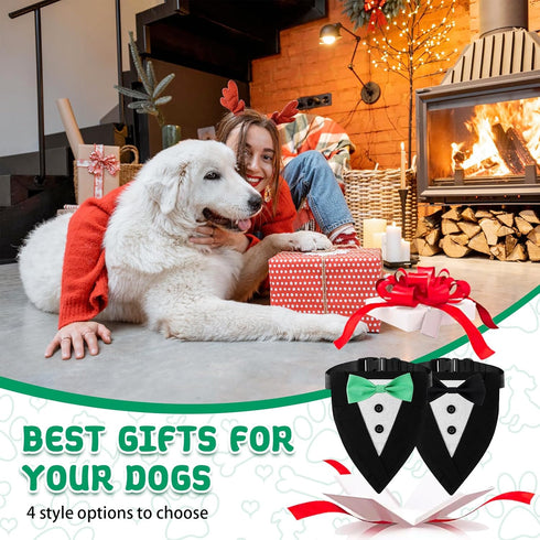 Dog Collars, Formal Dog Tuxedo Wedding Dog Bandana,Suitable for Medium and Large Dogs Bow Tie Dog Collar,Dog Valentines Outfit Birthday Cosplay HI...