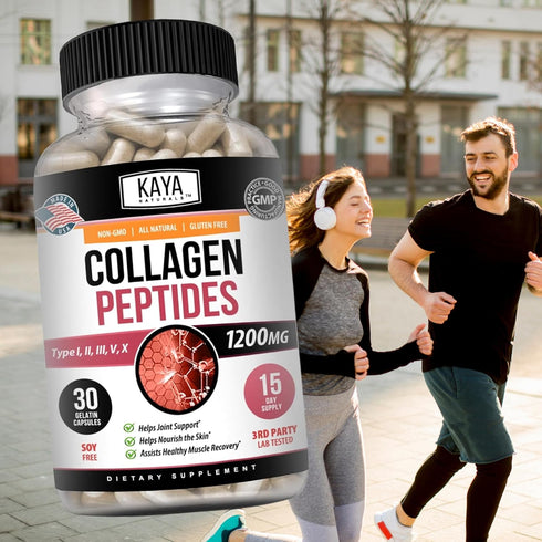 Kaya Naturals Multi Collagen Peptides Complex Powder for Women and Man, Vital for Hair, Skin, Nails, and Anti-Aging, Types I, II, III, V & X Colla...