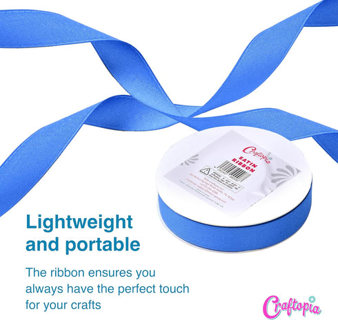 Craftopia Satin Ribbons Blue (0.6 inchx30ft) - Ideal for DIY, Craft, and Sewing Projects - Ribbon for Flower Bouquet - Beautifully Stitched Edges ...
