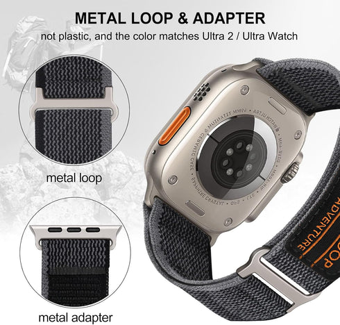TRUMiRR Band for Apple Watch Ultra 2 / Ultra 49mm, Stretchy Nylon Watchband Metal Loop Strap for iWatch Apple Watch SE (2nd Gen) Series 9 8 7 6 5 ...