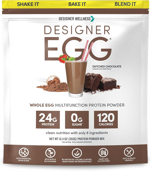 Designer Wellness, Designer Egg, Natural Egg Yolk & White Protein Powder, Keto and Paleo Friendly, Low Calorie, Less Fat and Cholesterol, Dutch Ch...