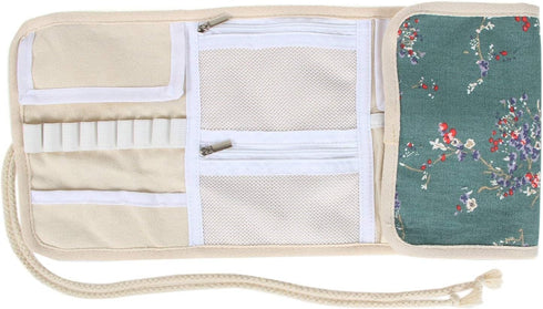 Teamoy Crochet Hook Case, Roll Bag Holder Organizer for Various Crochet Needles and Knitting Accessories, Plum Flowers...