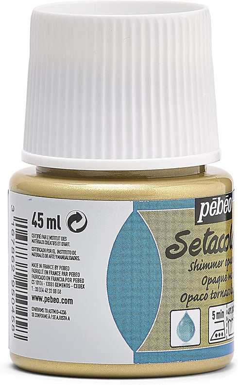 Pebeo Setacolor Opaque Fabric Paint 45-Milliliter Bottle, Shimmer Gold, 1.5 Fl Oz (Pack of 1)...
