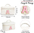 Travel Makeup Bags for Women - Initial White Large Makeup Bag Makeup Pouch Makeup Bag Travel Must Haves Cute Makeup Bag Best Friend Birthday Bride...