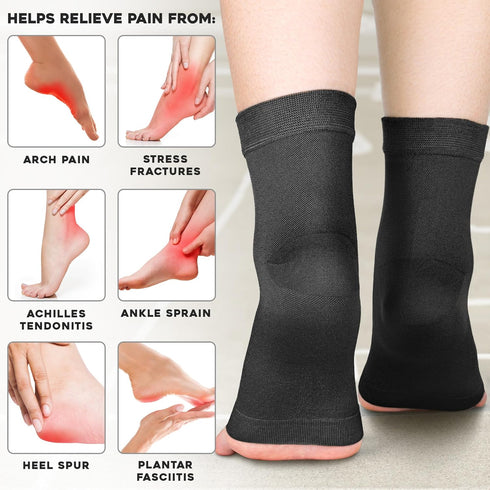 Ankle Compression Socks (XXL, Black), Effective Ankle Brace w/ 20-30 mmHg Compression for Foot Pain Relief, Ankle Support Sleeve for Plantar Fasci...