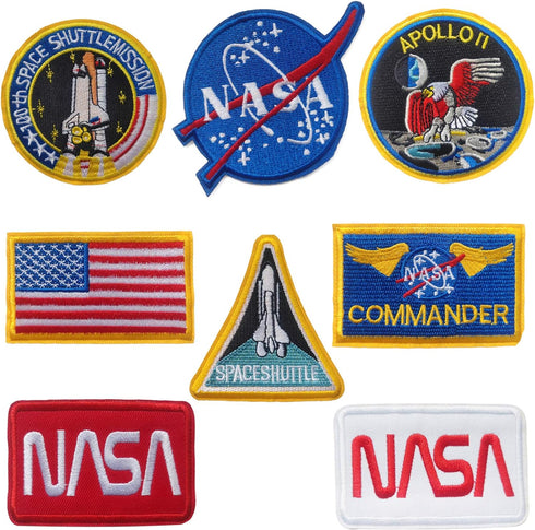 Space Shuttle Patches,NASA Patches,bfuee Apoll Patches,US Flag Patches for Hats,Jackets,Shirts,Vests, Shoes, Jeans 8 Pieces...