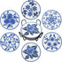 6Pcs 5D Diamond Painting Coasters with Holder, DIY Blue Coasters for Drinks Coffee Table, Diamond Arts Painting Kits for Beginners, Adults & Kids,...