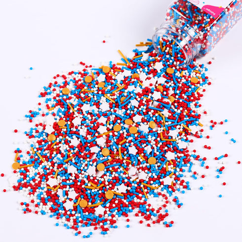 Patriotic Sprinkles for Cake Decorating, Red White and Blue Sprinkles, Food Grade 4th of July Gold Sprinkles Star Sprinkles for Cupcake Cake Ice C...
