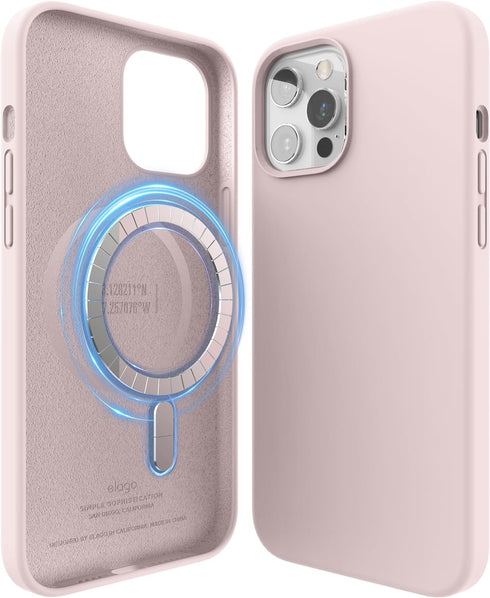 elago Magnetic Silicone Case (Lovely Pink) for iPhone 12/12 Pro, Built-in Magnets, Compatible with MagSafe Accessories, Case...