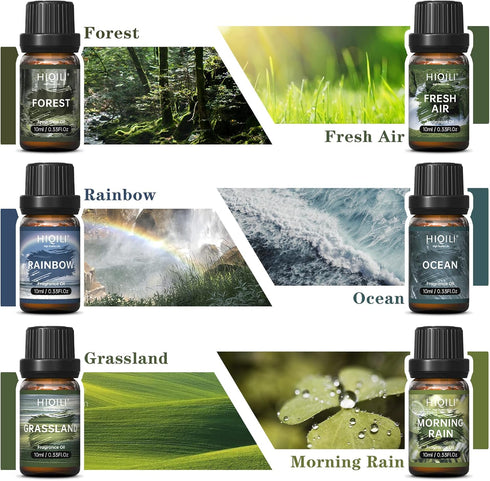 HIQILI Nature Fragrance Oil 6x10ml, Scented Oil for Candle Scents Soap Making & Diffuser, Essential Oils Set for Soy Candles Slime Home Car Aromat...