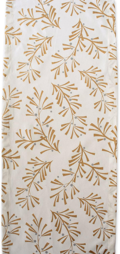DII Holiday Dining Table Linen Metallic Fabric Kitchen Décor, Christmas Table Runner, 14x108, Gold Holly Leaves...