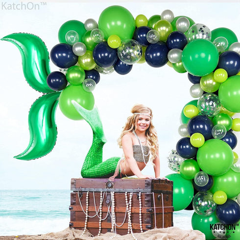 KatchOn Green Mermaid Tail Balloon - 25 Inch, Pack of 6 | Foil Curve Balloon for Garland | Mermaid Birthday Decorations...