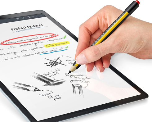 STAEDTLER Noris Jumbo Digital Stylus Pen: No Charging, EMR Palm Rejection, 4.096 Pressure Levels, Hexagonal Shape, Natural Writing and Drawing on ...