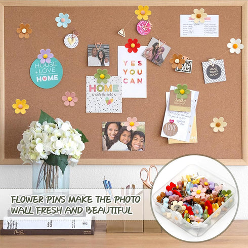 40Pcs Flower Push Pins Flower Cute Pins Decorative Flower Cork Board Tacks for Bulletin Board, Photos Wall Maps, Other Offices Schools Supplies an...