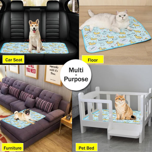 Dog Ice Pad Ice Silk Cats Kennel Mat Pet Cooling Pad Summer Cool Bamboo Mat Breathable Pad (Duck, L)...